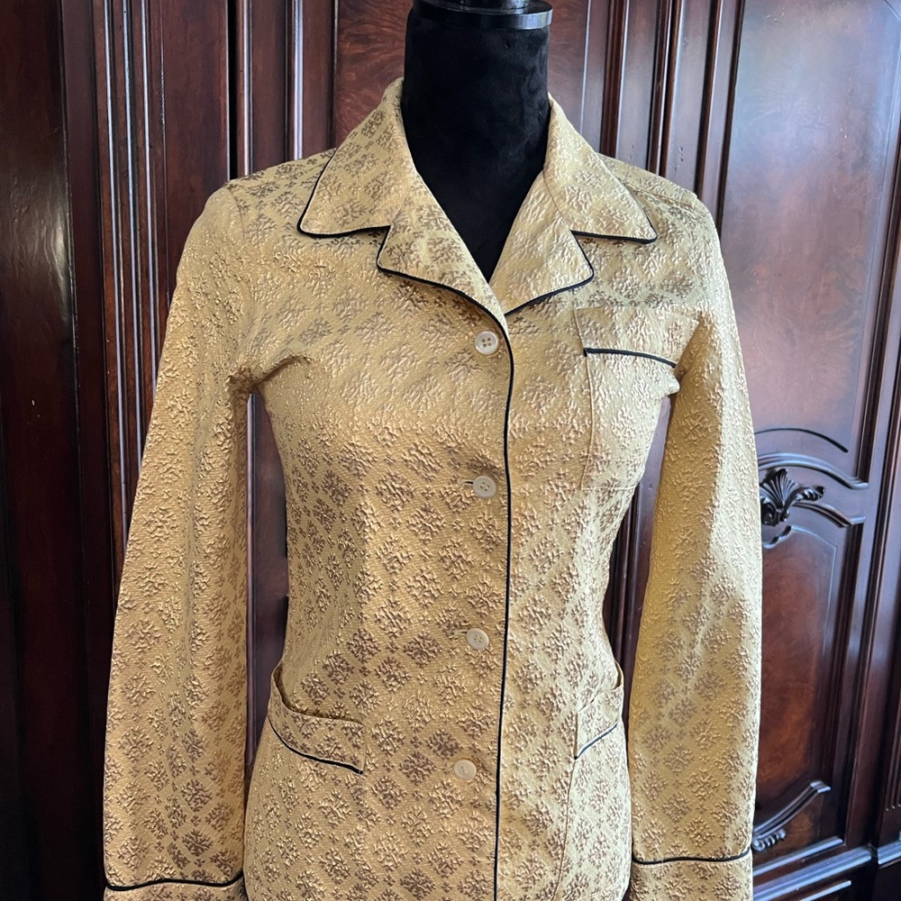 Prada Gold Blazer with Black Trim